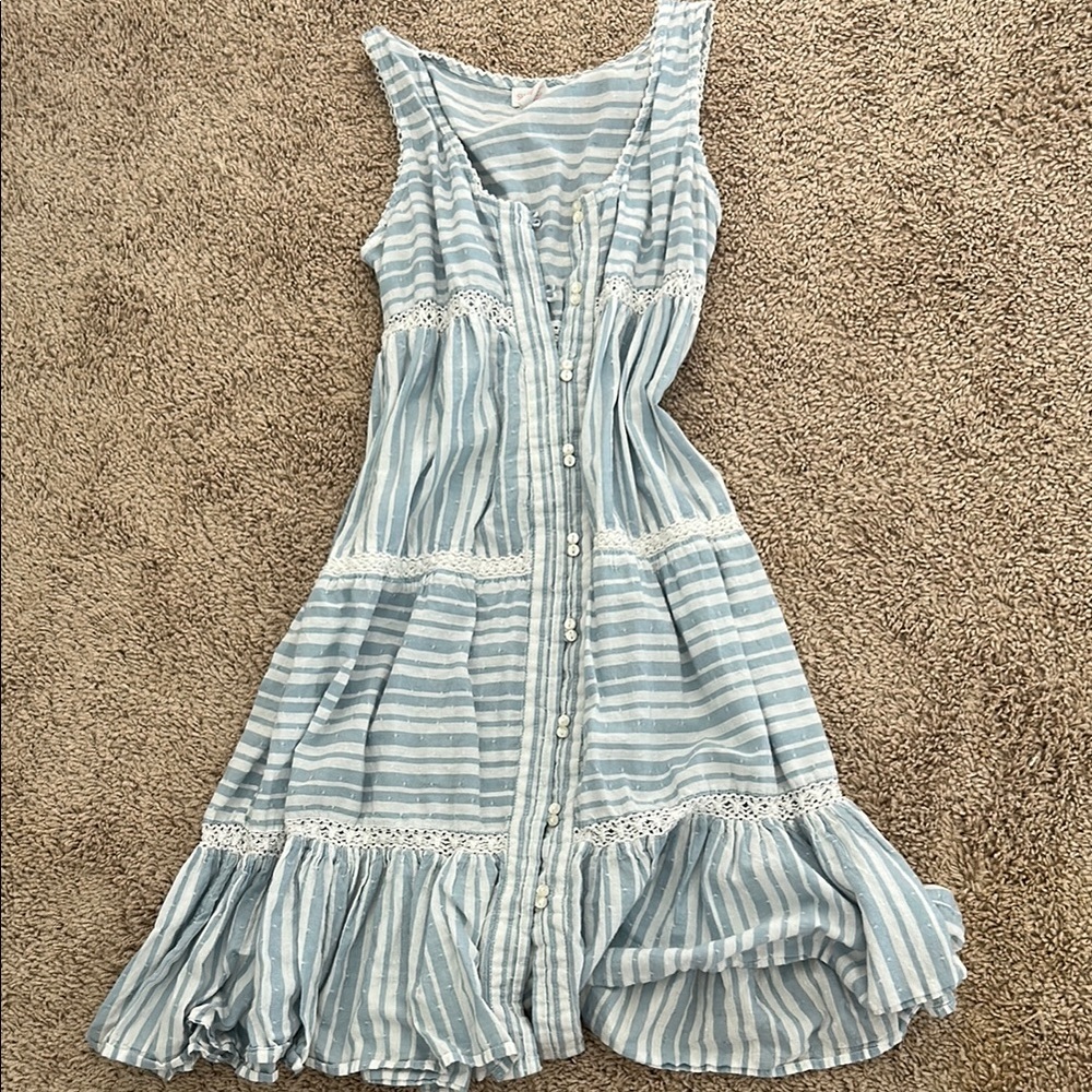 Striped Blue Sleeveless Dress
